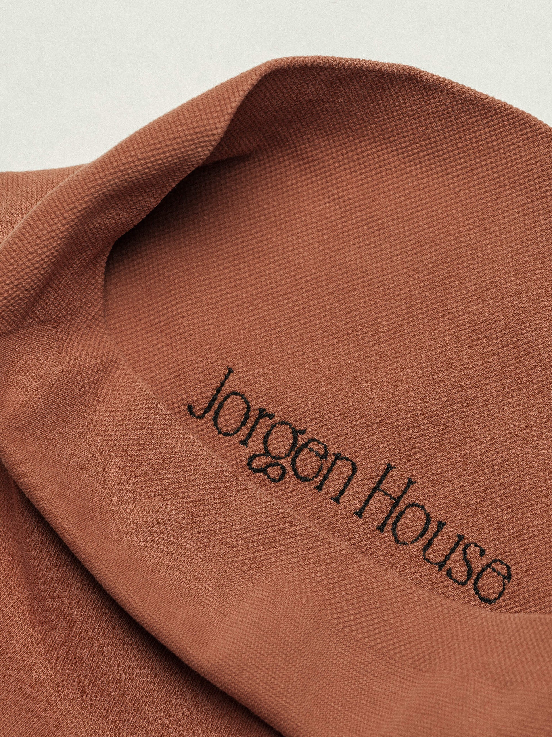 Jorgen House Ginger colour leggings close up view of waistband